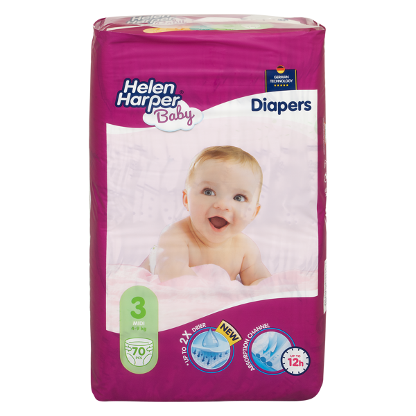 Helen Harper Baby MIDI (4-9 kg) Diapers 70 pcs.